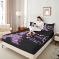 thumbnail image 4 of jejeloiu Purple Butterflies Print Bed Sheets,3D Paris Eiffel Tower King Sheets For Girls Teens 4 Pieces, 4 of 7