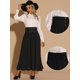 thumbnail image 2 of Falda gótica Allegra K Cintura alta con botones y dobladillo con volantes Maxi Negro M, 2 of 6