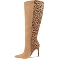 thumbnail image 2 of Women's Animal Print Knee High Boots Pointed Toe Stiletto Heel Tall Boot, 2 of 5