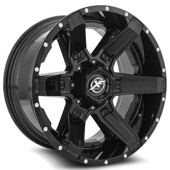 XF OFF-ROAD XF-214 22X12 6X135/6X139.7 -44ET 106.4CB GLOSS BLACK   GLOSS BLACK INSERTS