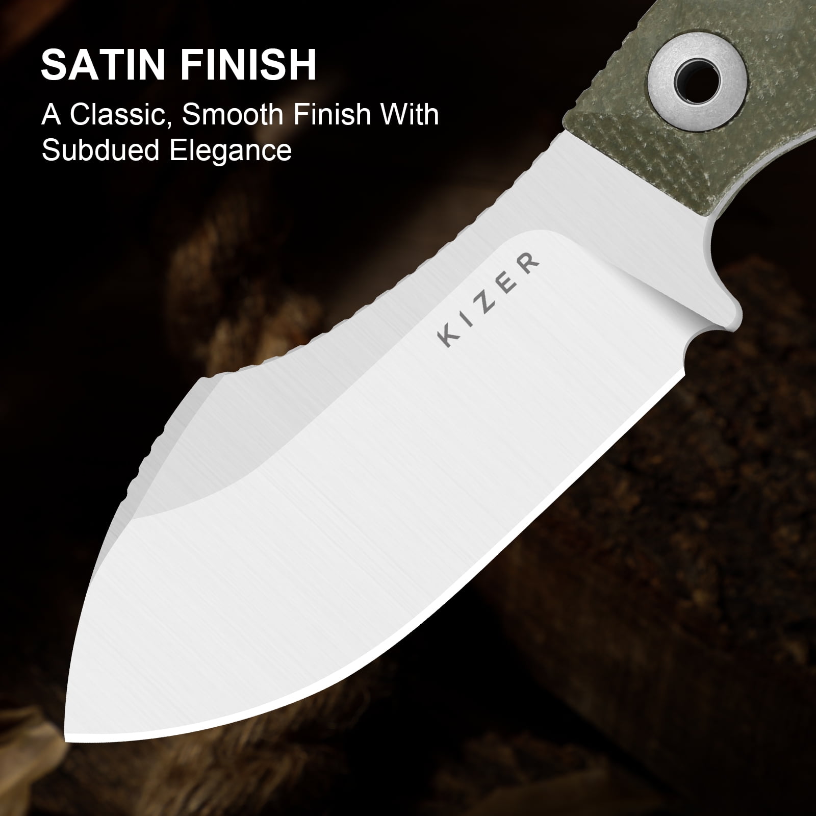 Kizer Rook Fixed Knife AEB-L Blade Micarta Handle With Sheath Camping 1090A4