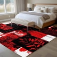 thumbnail image 4 of Red Black Area Rugs 5'x8', Washable Small Throw Rugs for Classroom Bedroom, Modern Abstract Art Botanical Indoor Outdoor Rug Non-Slip Low Pile Carpet Runner Reversible Floor Mats, 4 of 8