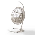 thumbnail image 5 of Afuera Living Coastal Wicker / Rattan Outdoor Hanging Egg Chair in Light Beige, 5 of 16