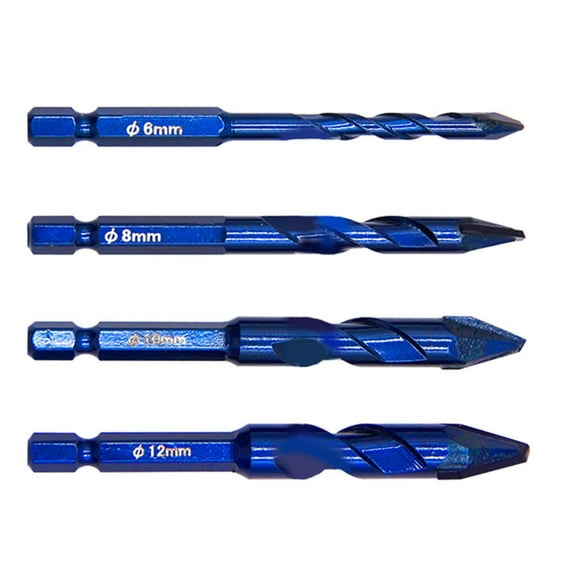 4pcs Carbide Drill Bits Set for Wall, Glass, Wood, Metal, Tiles - 6-12mm