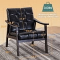 thumbnail image 6 of PAPROOS Accent Chair, Mid-Century Modern Arm Chair, PU Leather Chair Reading Chair Lounge Chair with Wood Frame for Living Room Bedroom Sunroom, Black, 6 of 11