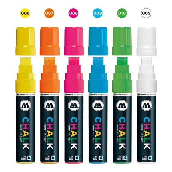 Marcadores Molotow Chalk 15mm Basic Set Neon 6 Unidades multicolor