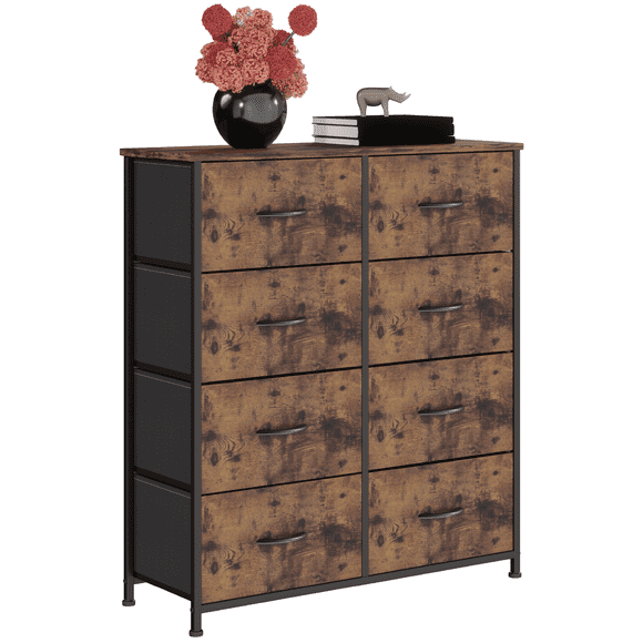 Cómoda Organizador Elly 8 Cajones Tela, Tablero MDF 1.5 cm, Estructura de Acero Color Café