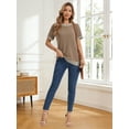 thumbnail image 6 of SHIBEVER Womens Tops T Shirts for Summer Clothes Short Sleeve Ladies Casual Crew Neck Blouses Tee Colorblock Brown Clothing Pullover 2XL, 6 of 7