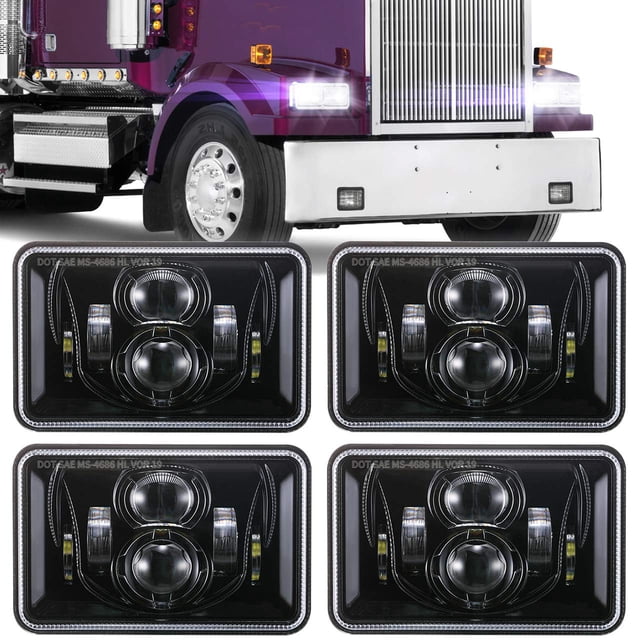Faros LED BICYACO de 4 x 6 pulgadas DOT 60 W para Peterbilt Kenworth