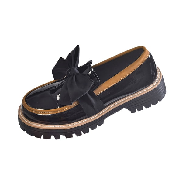Mujeres Zapatos Casuales Arco Cuero Patente Grueso Suelto Mochilas, las Mujeres Más Tamaño Primavera Verano de Moda Cómodo Multi Color