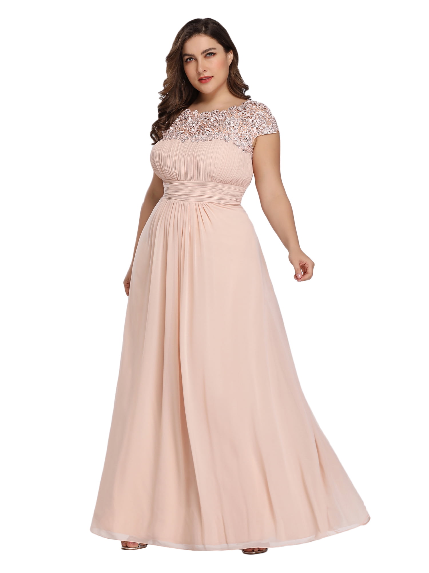 Ever-Pretty Plus Size Formal Gown Long Holiday Beach Blush Wedding Dresses 09993 