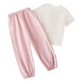 thumbnail image 6 of Kiijoy Little Girls Casual Outfits Casual Bow Graphic Tee Short Sleeve Tshirt Pants Set, 6 of 8