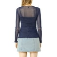 thumbnail image 4 of INSPIRE CHIC Women's Glitter Mesh See Through Blouse with Spaghetti Strap Camisole M Navy Blue, 4 of 8
