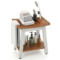 thumbnail image 1 of Gymax Shower Bench Seat HIPS Shower Stool w/Handle Shower Head & Soap Holder Brown & White, 1 of 10