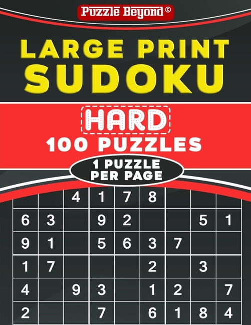 large print sudoku hard 100 sudoku puzzles one puzzle per page with solutions paperback walmart com