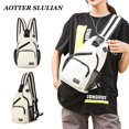 thumbnail image 2 of Bolso de pecho pequeño para mujer, bandolera multifuncional para hombre y mujer, mochila de viaje deportiva de lona de alta calidadPink Fivean unisex, 2 of 2