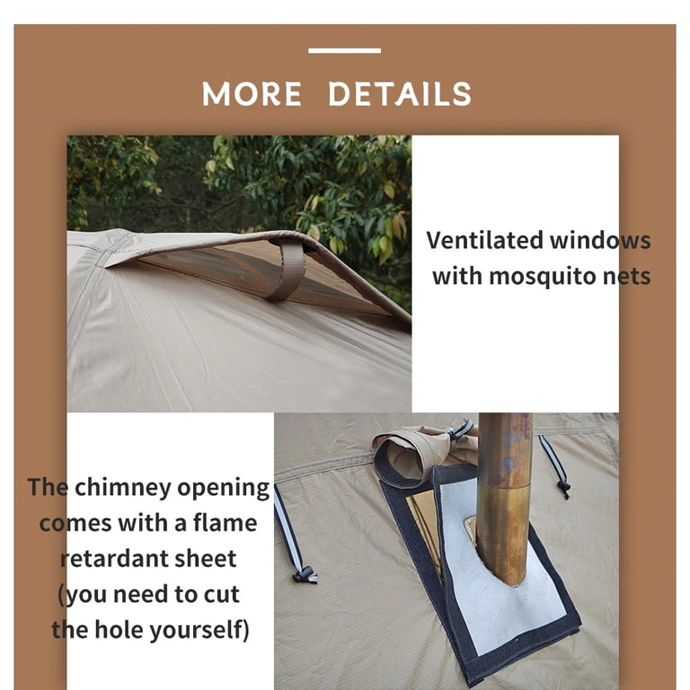 Top Lander, Fireproof Hot Tent, 2 Person, Brown, Waterproof Dome