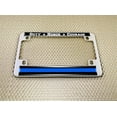 thumbnail image 5 of Motorcycle Metal License Plate Frame with Duty Honor Courage Thin Blue Line (Stripe) Support Law Enforcement Design - Chrome, 5 of 8