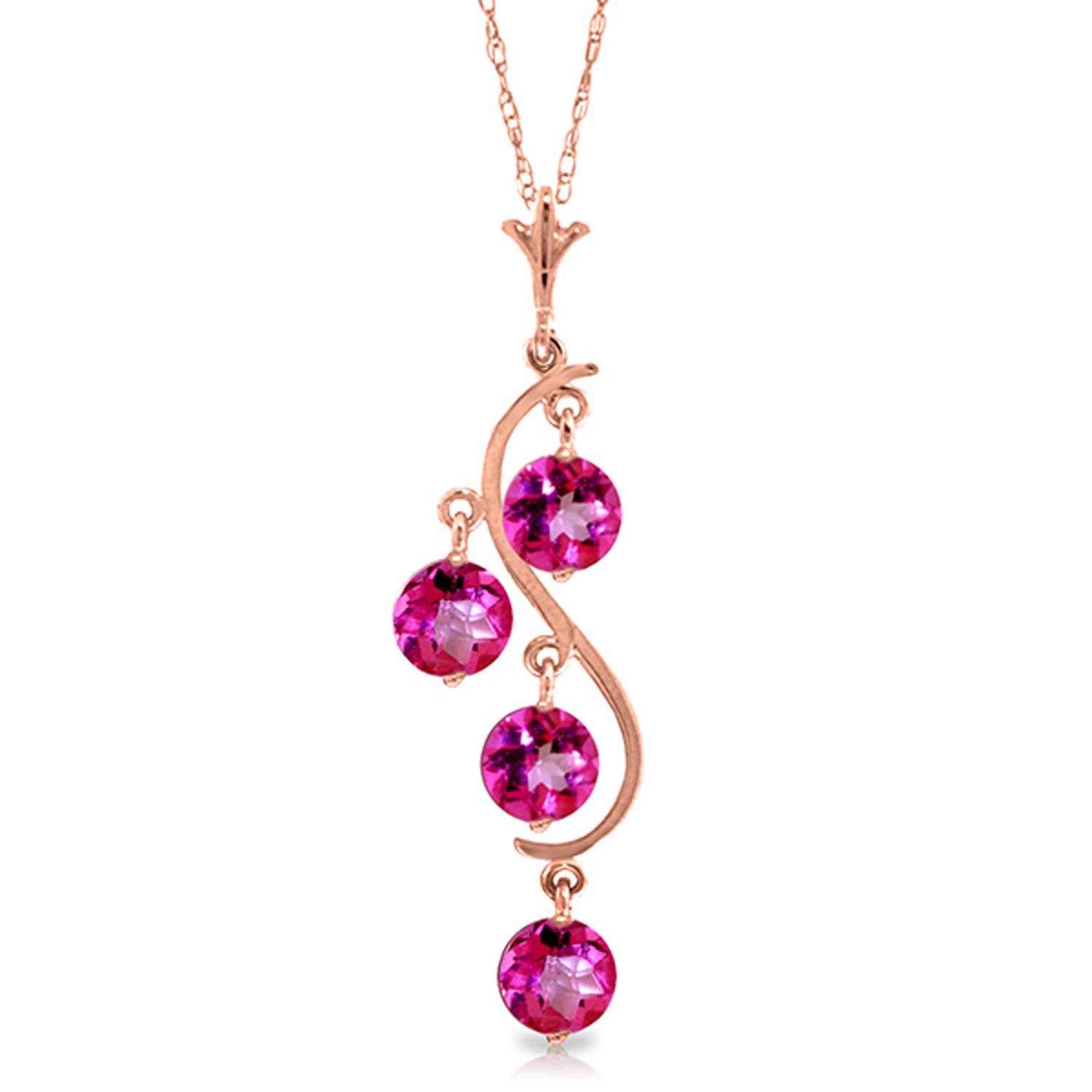 Galaxy Gold 14K Solid Gold Natural Pink Topaz Pendant Necklace for Women - Rose Gold Fine Jewelry