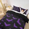 thumbnail image 3 of Homewish Gothic Halloween Bat Bedding,Purple Silhouette Print Duvet Cover Full,Black Violet,Black Reversible,3-Piece,1 Duvet Cover and 2 Pillowcases, 3 of 5