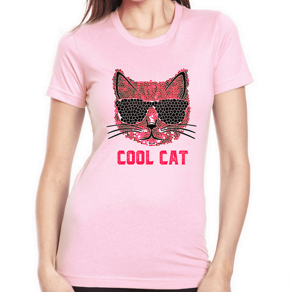 Cool Cat Shirt - Cool Cat Mom Shirt - Pink Cat Shirts for Women Cat Mom Gifts for Women Cat Lover Shirts