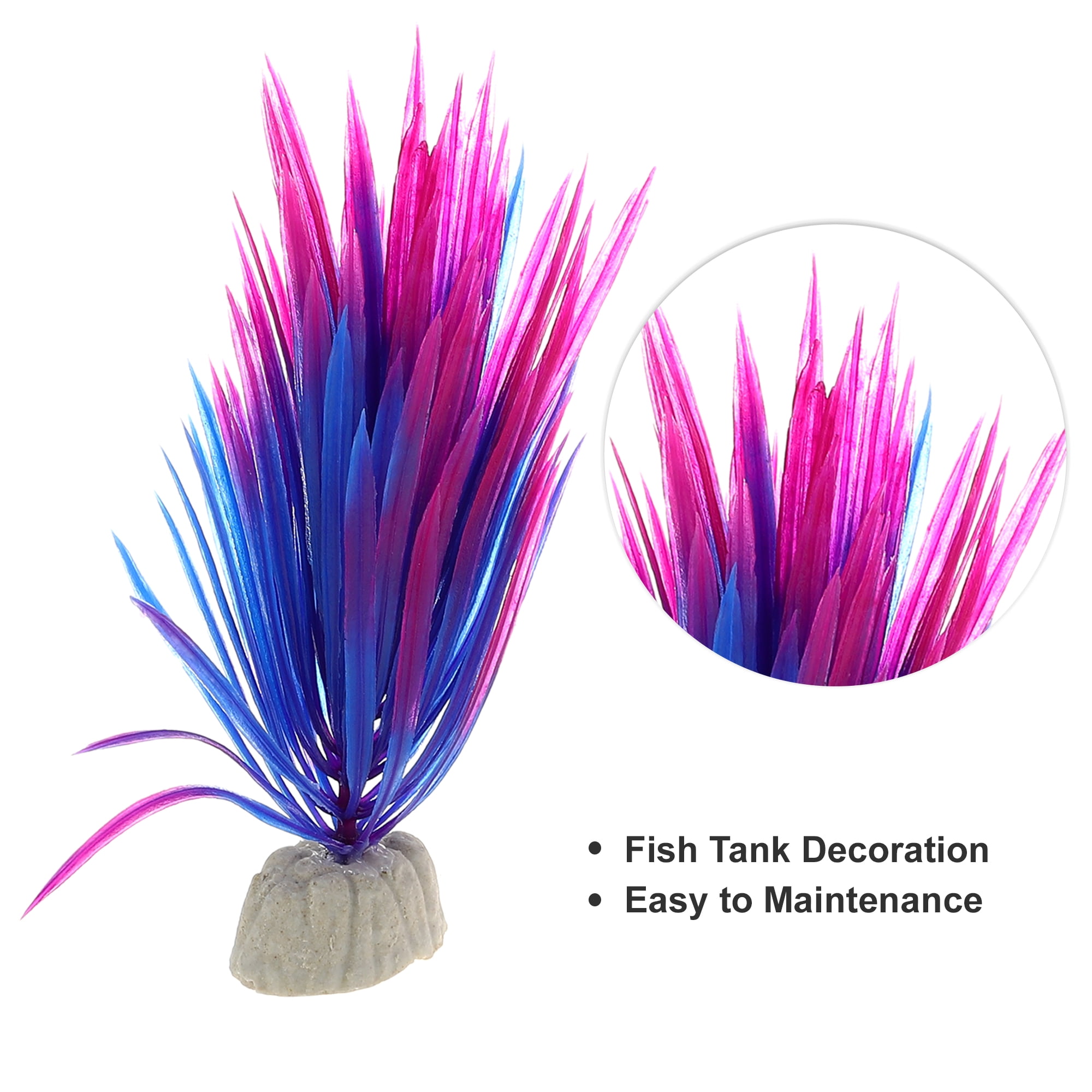 Unique Bargains 2 Pcs Aquarium Plants Decorations Artificial Aquatic Plant Purple 5.12"