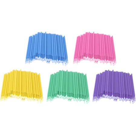 500pcs Disposable Eyeliner Cleaner Brushes  Soft Cotton Tips Mini Makeup Cleaning Swab Tools Green Purple Yellow Pink Blue