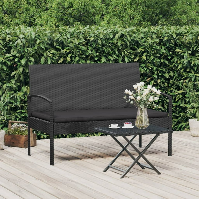 vidaXL Garden Bench Outdoor Wicker Patio Park Bench with Cushion Poly Rattan Walmart