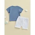 thumbnail image 3 of Suealasg 2Pcs Toddler Baby Boys Summer Clothes 6M 1T 2T 3T Casual Beach Outfits SLetter Print Short Sleeve T-Shirts Tops Elastic Waist Shorts Set, 3 of 8