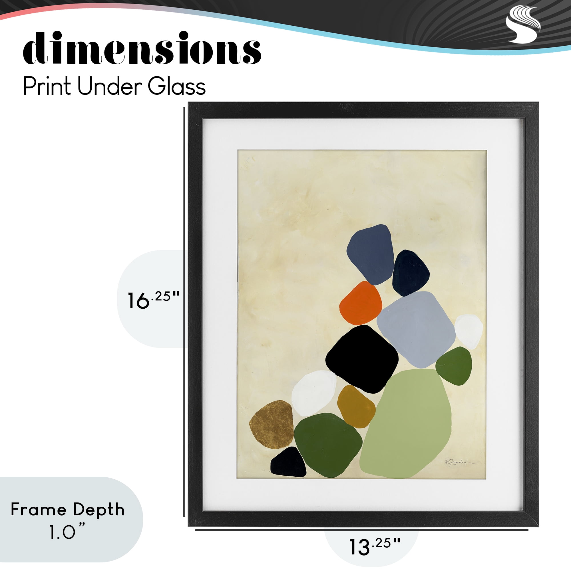 Stupell Industries Cluster of Minimal Pebbles Black Framed Print Under Glass, design by Ruth Fromstein