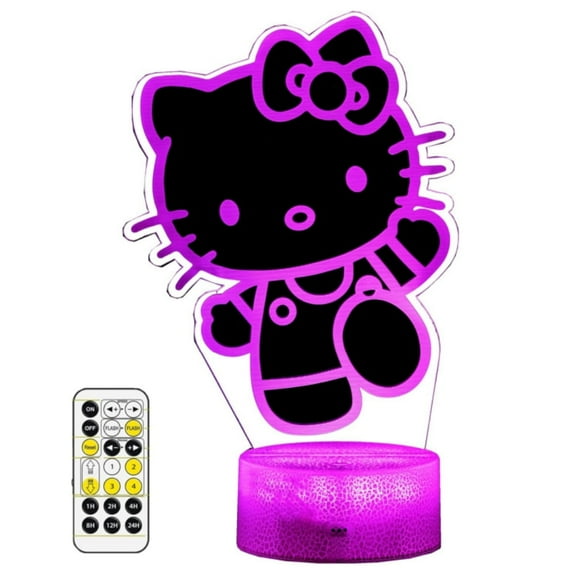 Cute Night Light - Anime Charater 7 Colors Change Decor Kitty Lamp with Remote, Fans Gift for Christmas Birthday Boys Girls