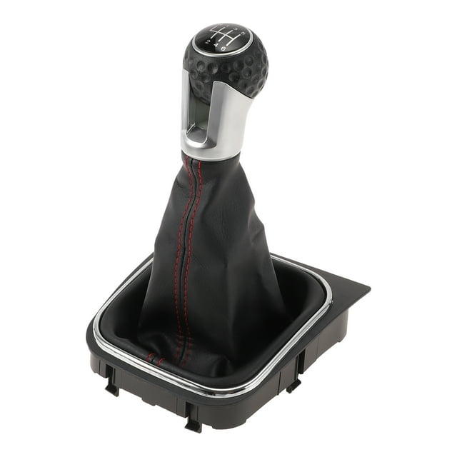 Perillas de cambio manual de 6 velocidades Unique Bargains con cubierta para VW Golf 5 MK5 GTI GTD R32 2004-2009, palanca de cambio de plástico con cuero sintético, negra y roja