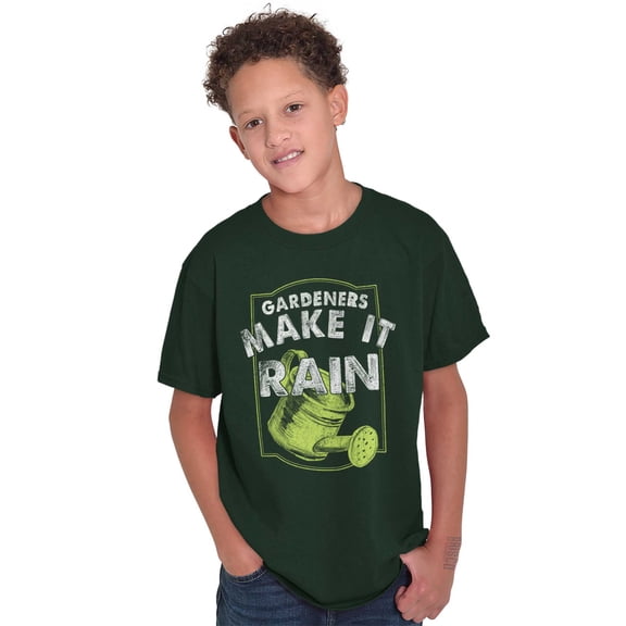 Funny Gardeners Make It Rain Humor Crewneck T Shirts Boy Girl Teen Brisco Brands XS