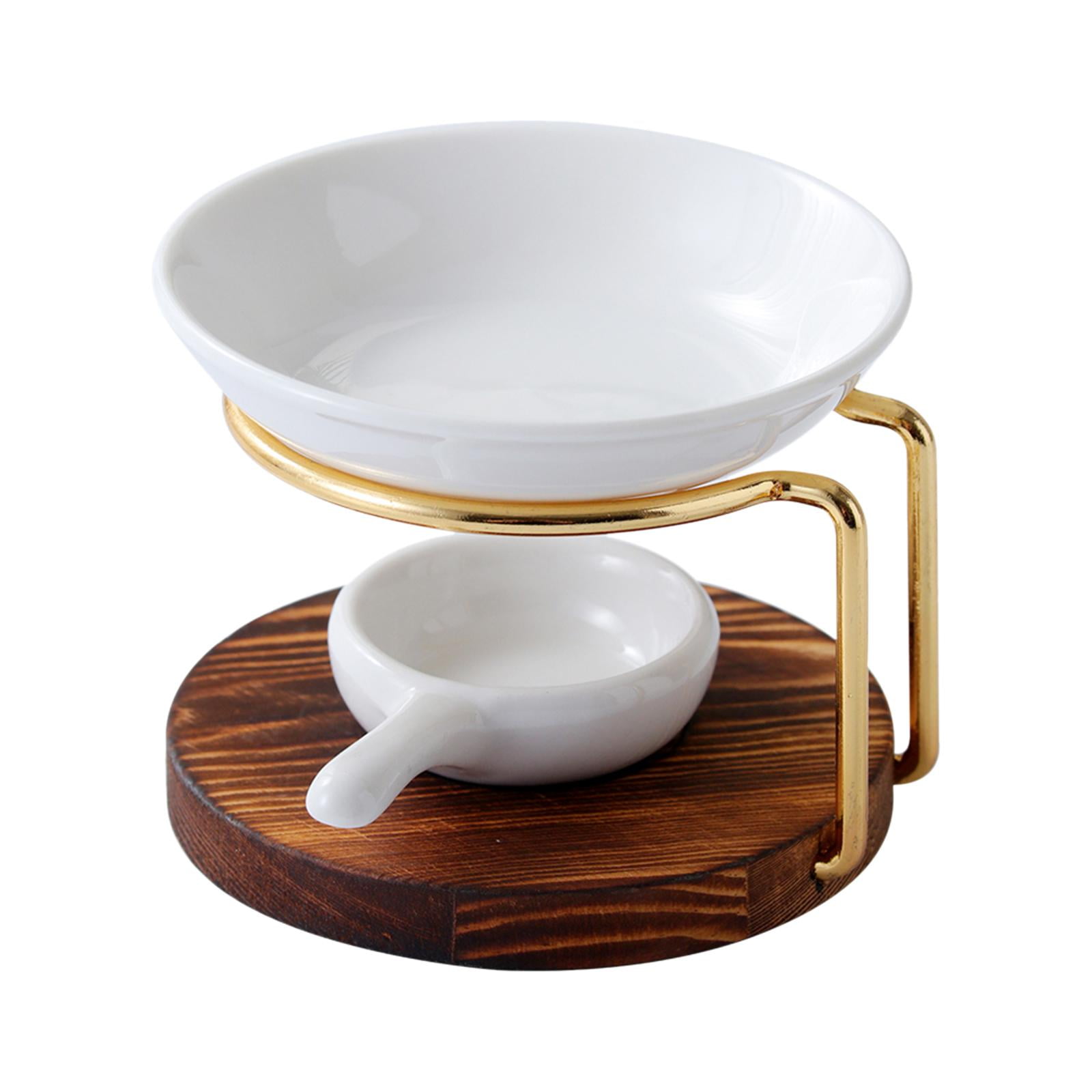 Oil Burner,Essential Oil Burner Diffuser,Iron Wood Ceramic Scented Melt