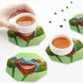 thumbnail image 3 of KLL Drink Coasters Set Octagon of 4,PU Leather Absorbent Coasters Set Decorative Coffee Cup Coasters Housewarming Gift for Home Decor-Flying Frog On Branch, 3 of 5