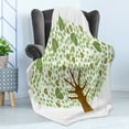 thumbnail image 4 of Tree Soft Flannel Fleece Throw Blanket, Fig Tree Illustration Full of Leaves Flora Themed Arrangement, Cozy Plush for Indoor and Outdoor Use, 50" x 70", Green Brown White, by Ambesonne, 4 of 5