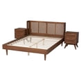 thumbnail image 2 of Bowery Hill Ash Walnut Wood 3-Piece King Size Bedroom Set with Rattan, 2 of 12