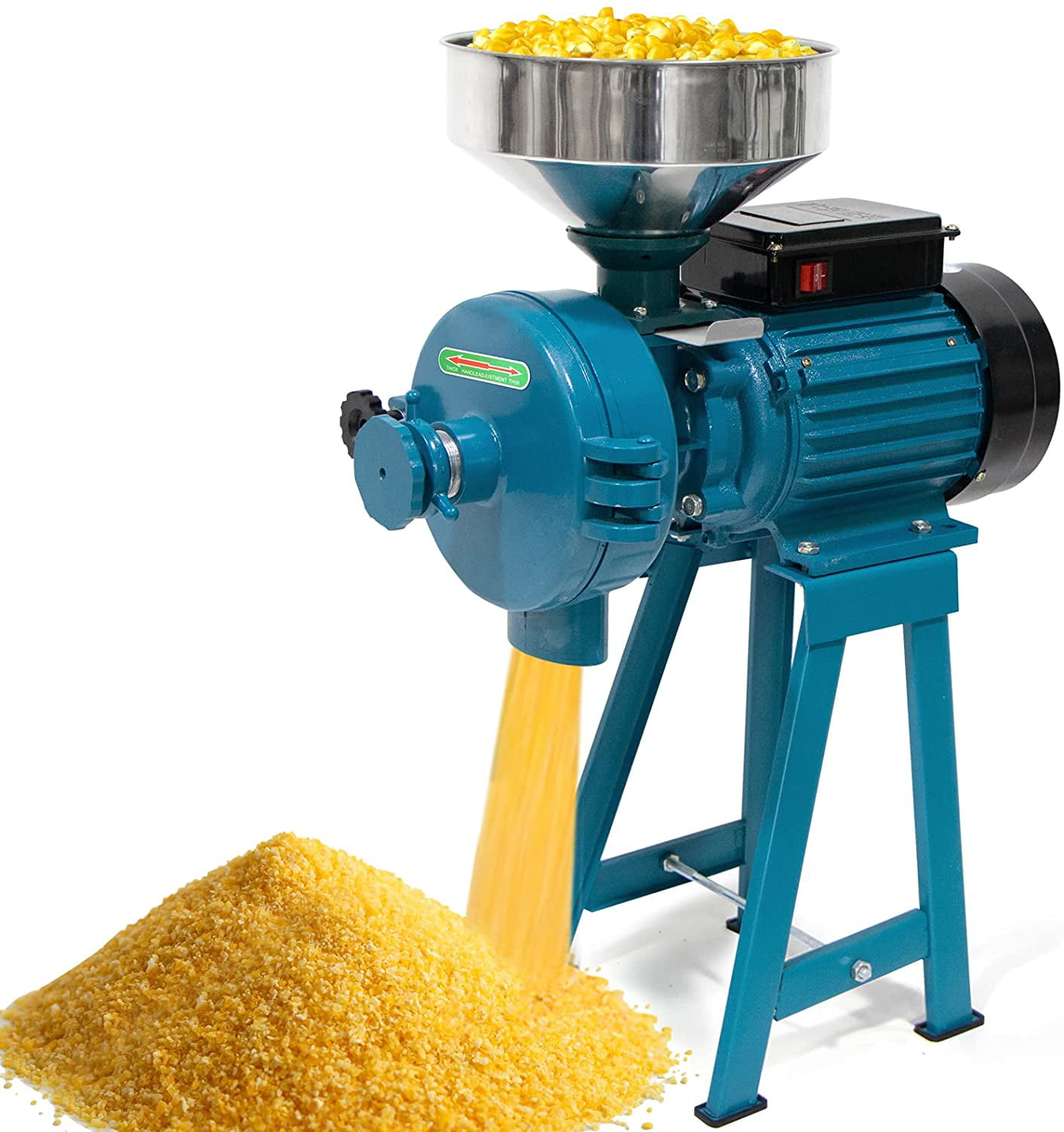 TFCFL Rice Soybean Electric Mill Grinder Upgraded 3000W Heavy Duty Commercial Dry Feed Mill Grinder 110V Cereals Corn Grain Coffee Wheat Feed Machine with Funnel Blue 