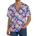 thumbnail image 7 of Lsque graffiti style Skull flower print Men's Cuban Collar Short Sleeve Shirt Summer Beachwear Casual Button Down Fashionable Vacation Leisure Shirt-X-Large, 7 of 7