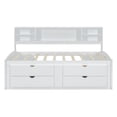 thumbnail image 3 of imerelez Full Size Wood Daybed with 2 Bedside Cabinets, Upper Shelves and 4 Drawers, White, 3 of 9