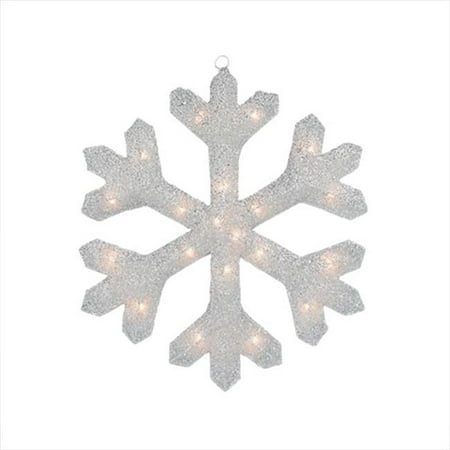 NorthLight 19. 5 inch Lighted Silver Tinsel Snowflake Christmas Yard Art Or Window Decoration