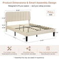 thumbnail image 3 of VECELO Velvet Full Size Upholstered Beds with Adjustable Headboard, Modern Platform Bed Frame, Sturdy Wooden Slats Support/No Box Spring Needed, Beige, 3 of 10