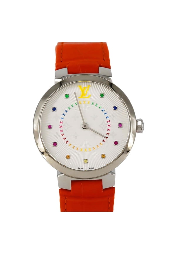 Pre-Owned Louis Vuitton Tambour Slim 11P QA159 Stainless Steel Quartz Watch