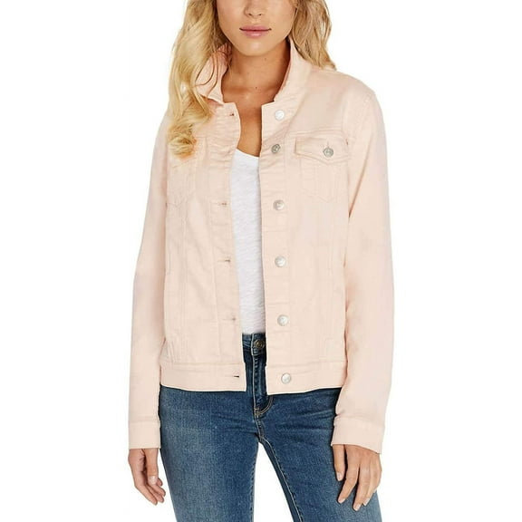 Buffalo David Bitton Womens Knit Denim Jacket (Light Pink, Small)
