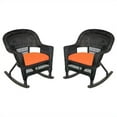 thumbnail image 1 of Jeco Wicker Rocker Chair in Black with Orange Cushion (Set of 2), 1 of 1