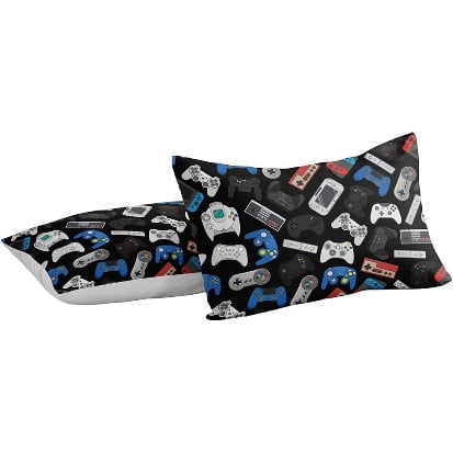Gamer Comforter Set Full/Queen - Soft Lightweight Video Game Bedding for Boys, Girls, Teens - Modern Gaming Duvet Cover with Gamepad & Controller Design - Cool Gamer Room Decor for Kids & Teens