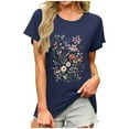 thumbnail image 2 of Gamivast Vintage Floral T Shirts for Women Fashion Boho Graphic Tees Cute Summer Crew Neck Short Sleeve Casual Tops Navy L Womens Previous, 2 of 4