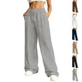 thumbnail image 5 of Women's Wide Leg Casual Lounge Pants Elastic Waist Drawstring Loose Trousers with Pockets, 5 of 5
