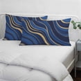 thumbnail image 3 of Navy Blue Moire Pillow Covers, Linen Long Throw Pillow Case, Modern Abstract Art Holiday Pillow Protector Decorative Cushion Cover for Living Room/Bedroom 24" x 36", 3 of 8