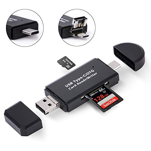 Black  8 Pin  Type-C TF Micro for Phone Tablet 3-in-1 USB Card Reader Adapter 